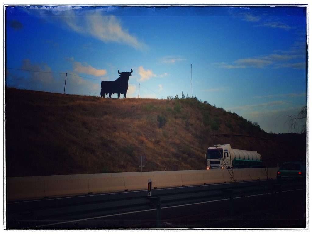 Spanischer Stier an Landstraße