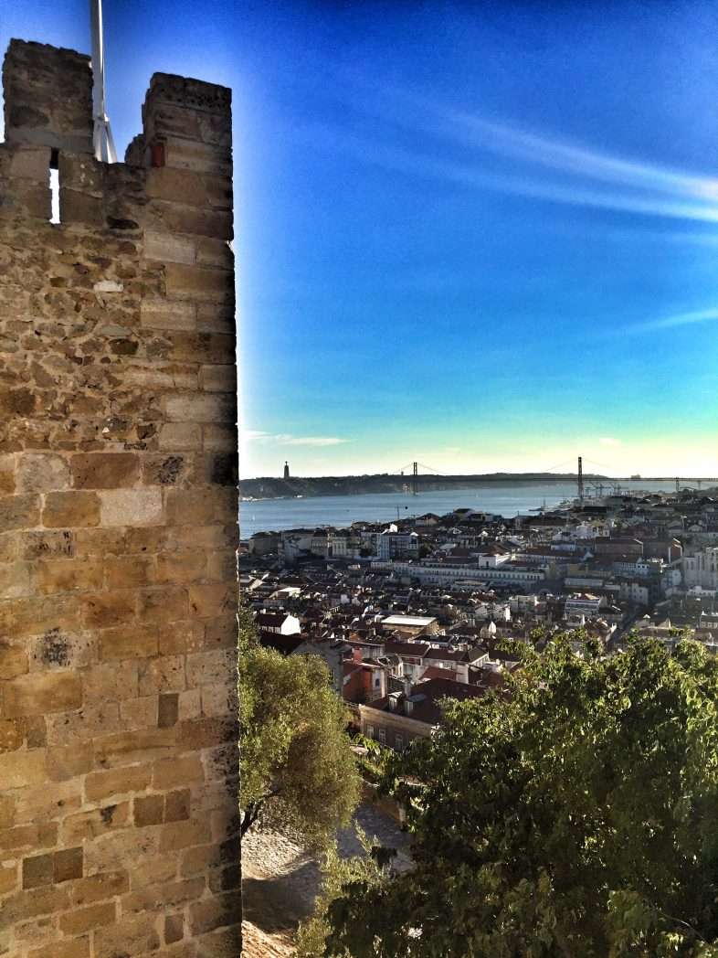 Blick von der Burg auf den Tejo und die Stadt
